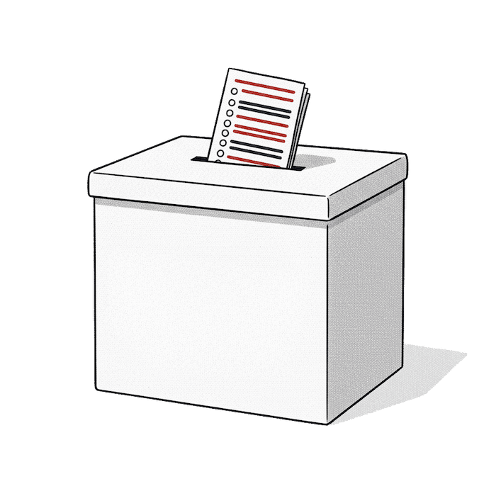 Ballot dropping into a ballot box